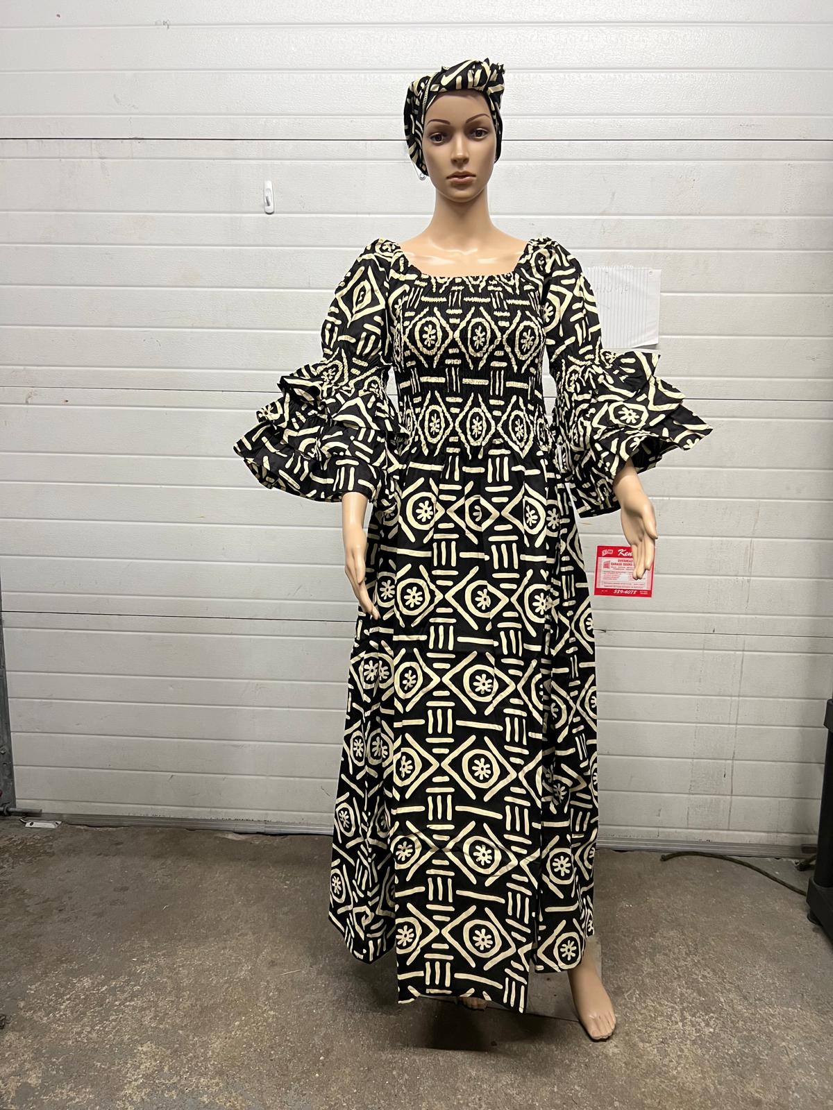 African Ruffle Sleeve Dress