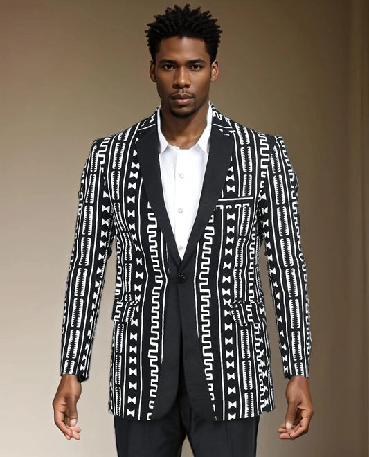Mens Black Zebra Suit Jacket