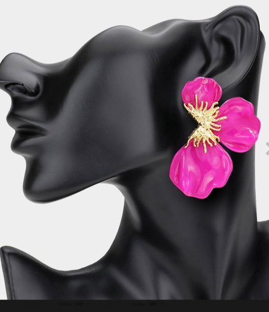 Resin Half Flower Earring