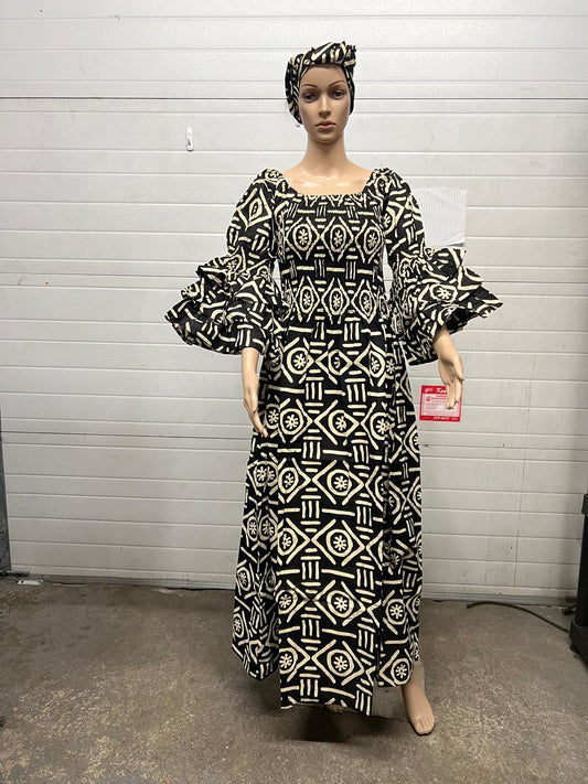 African Ruffle Sleeve Dress