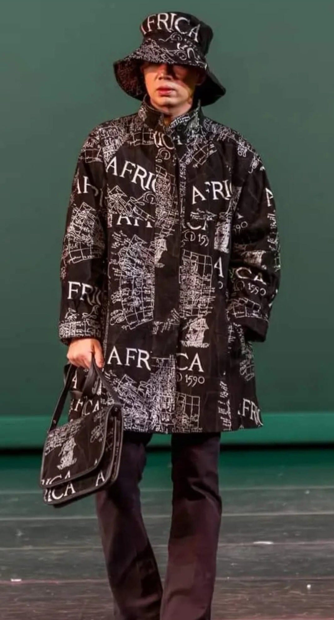 African Map Suede Leather Coat
