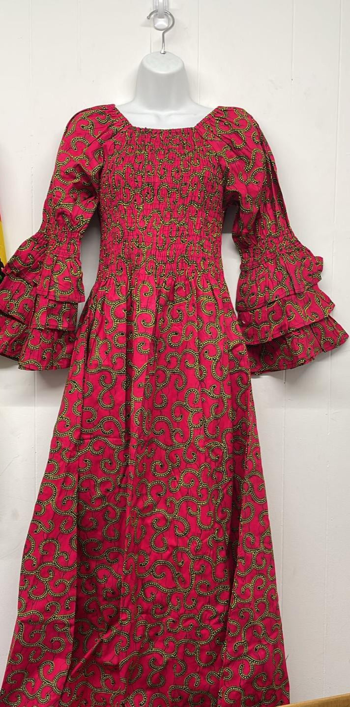 African Ruffle Sleeve Dress