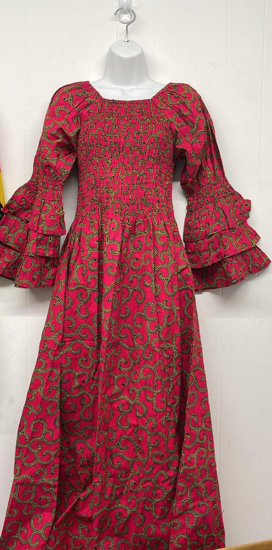 African Ruffle Sleeve Dress