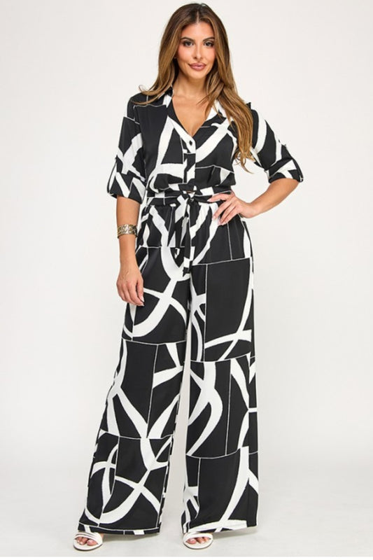 Black & White Glam Pants Set